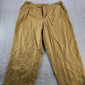 LOFT Pants Womens 12 Petite Brown Chino Twill Tapered Elastic Waist Pleated Work